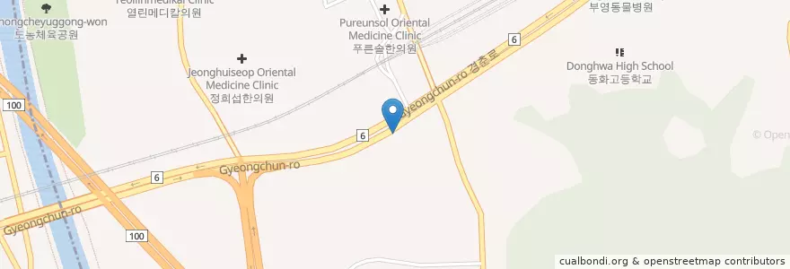 Mapa de ubicacion de 한국방송통신대학교 남양주시학습관 en 대한민국, 경기도, 남양주.