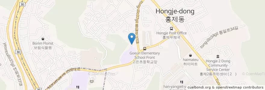 Mapa de ubicacion de 디지털서울문화예술대학교 en 大韓民国, ソウル, 西大門区, 홍제1동.