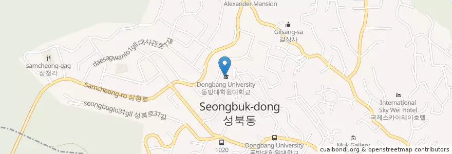 Mapa de ubicacion de 동방대학원대학교 en كوريا الجنوبية, سول, 성북구, 성북동.