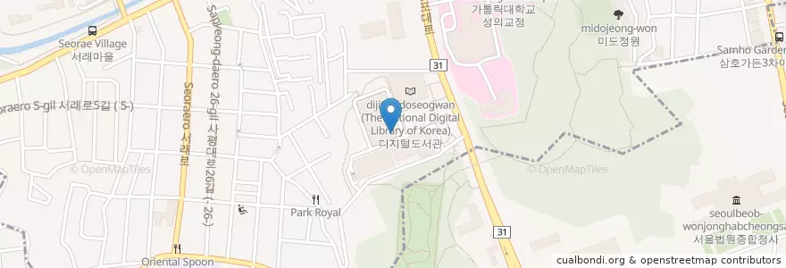 Mapa de ubicacion de 국립중앙도서관 en Coreia Do Sul, Seul, 서초구, 반포동, 반포4동.