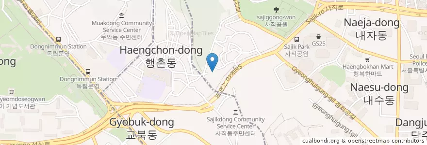 Mapa de ubicacion de 사회과학도서관 en Güney Kore, Seul, 종로구, 교남동, 사직동.