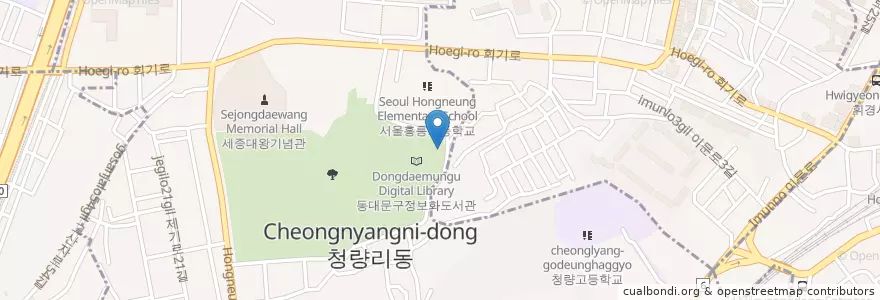 Mapa de ubicacion de 동대문구정보화도서관 en Республика Корея, Сеул, 동대문구, 청량리동, 청량리동.