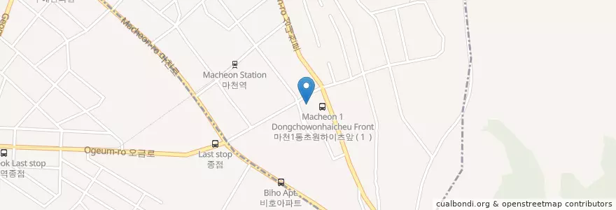Mapa de ubicacion de 인성시각장애인도서관 en 韩国/南韓, 首尔, 松坡區, 마천1동.