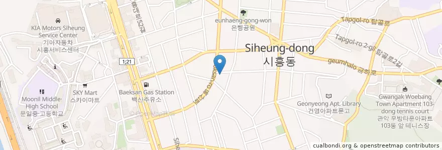 Mapa de ubicacion de 금천은행나무어린이문고 en Güney Kore, Seul, 금천구, 시흥5동.