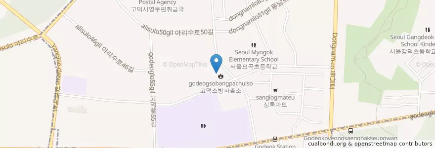 Mapa de ubicacion de 고덕1동문고 en Corea Del Sur, Seúl, 강동구, 고덕동, 고덕1동.