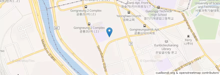 Mapa de ubicacion de 공릉3동문고 en 大韓民国, ソウル, 蘆原区, 공릉1동.