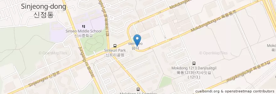 Mapa de ubicacion de 신정7동문고 en کره جنوبی, سئول, 양천구.