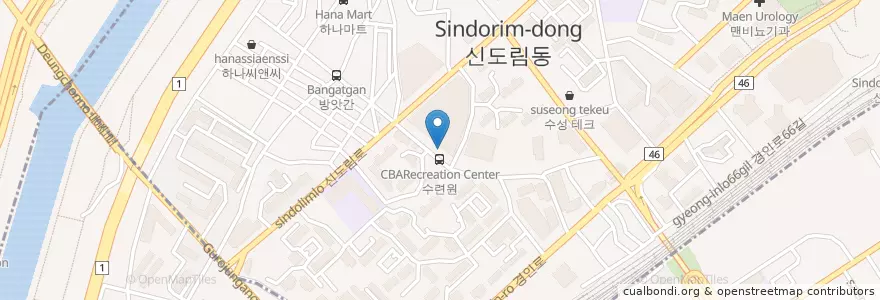 Mapa de ubicacion de 신도림동문고 en 韩国/南韓, 首尔, 九老區, 신도림동.