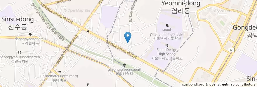 Mapa de ubicacion de 염리동문고 en Республика Корея, Сеул, 마포구, 염리동.