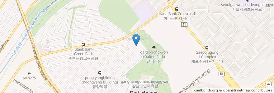 Mapa de ubicacion de 개포4동문고 en 대한민국, 서울, 강남구, 개포동, 개포4동.