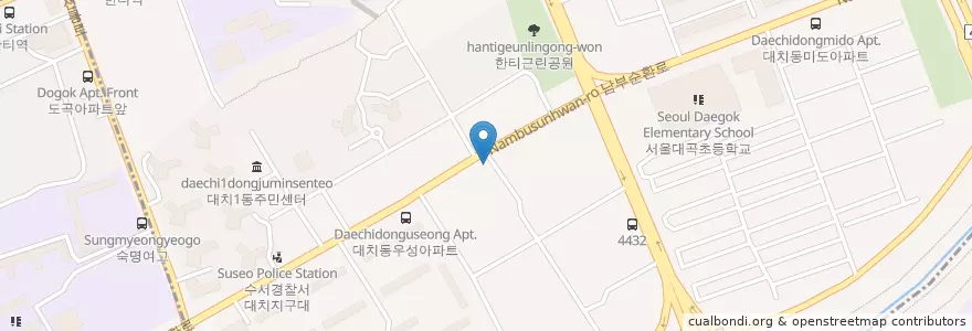 Mapa de ubicacion de 대치1동문고 en 대한민국, 서울, 강남구, 대치동, 대치1동.