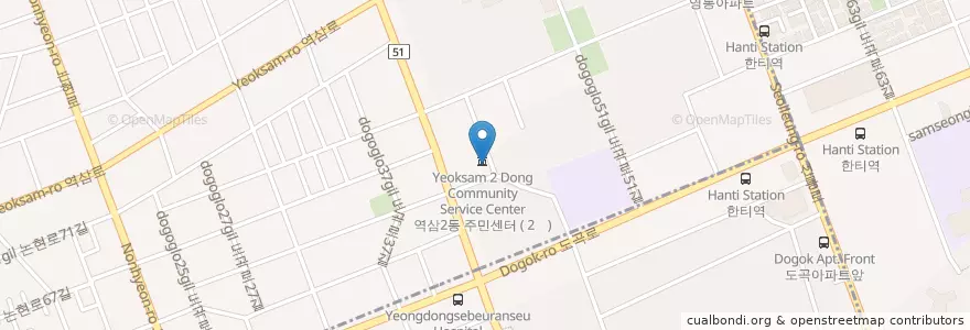 Mapa de ubicacion de Yeoksam 2 Dong Library en South Korea, Seoul, Gangnam-Gu, 역삼동, Yeoksam 2(I)-Dong.