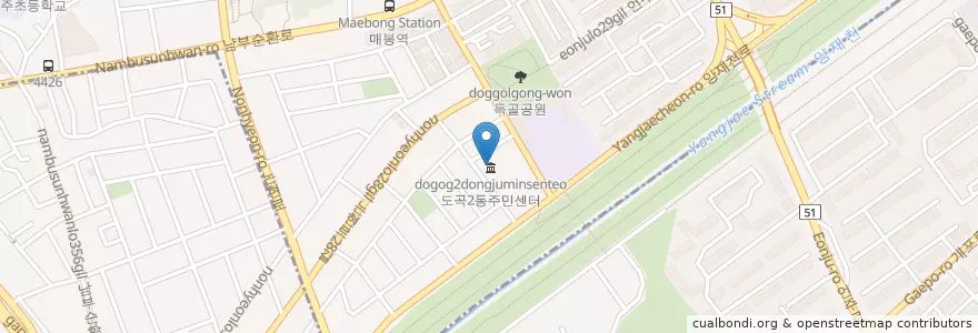 Mapa de ubicacion de 도곡2동문고 en 大韓民国, ソウル, 江南区, 도곡동.