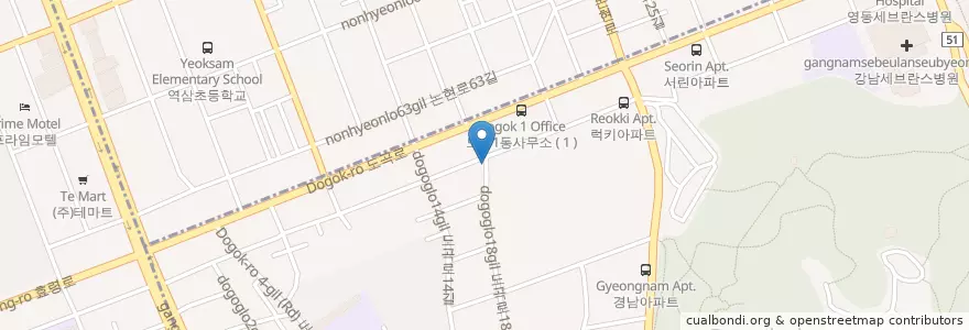 Mapa de ubicacion de 도곡1동문고 en 韩国/南韓, 首尔, 江南區, 도곡동, 도곡1동.