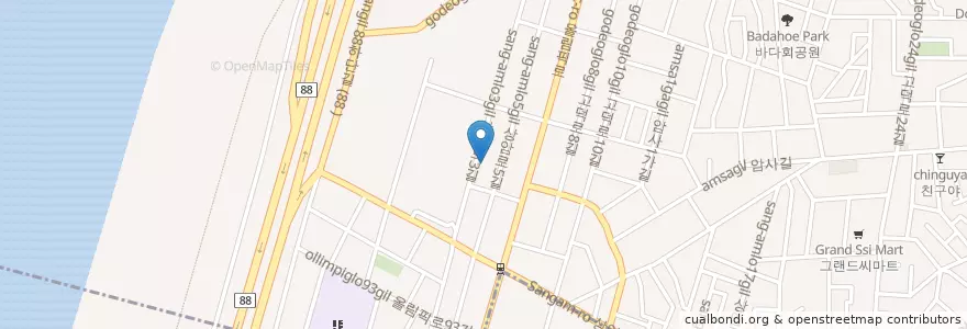 Mapa de ubicacion de 岩寺2洞文庫 en 大韓民国, ソウル, 江東区, 암사동, 암사2동.
