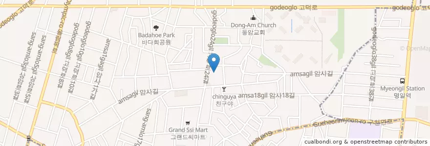 Mapa de ubicacion de 암사4동문고 en Corea Del Sur, Seúl, 강동구, 암사동, 암사1동.
