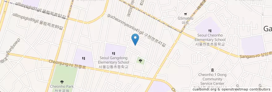 Mapa de ubicacion de 천호4동문고 en Güney Kore, Seul, 강동구, 천호동.