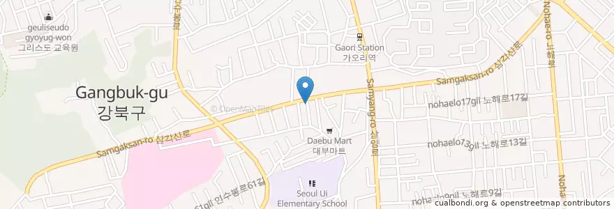 Mapa de ubicacion de 서영문고 en 大韓民国, ソウル, 江北区, 인수동.