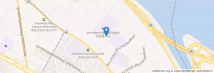 Mapa de ubicacion de 염창동문고 en Corea Del Sud, Seul, 강서구, 염창동, 염창동.