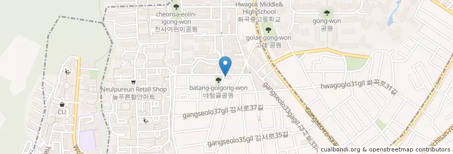 Mapa de ubicacion de 푸른들청소년도서관 en Güney Kore, Seul, 강서구.
