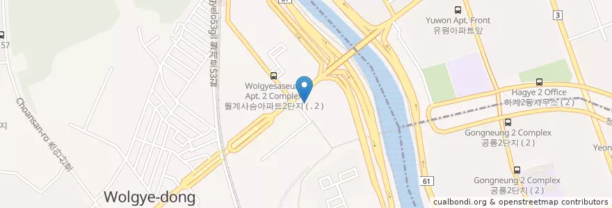 Mapa de ubicacion de 월계4동문고 en 韩国/南韓, 首尔, 蘆原區, 월계3동.