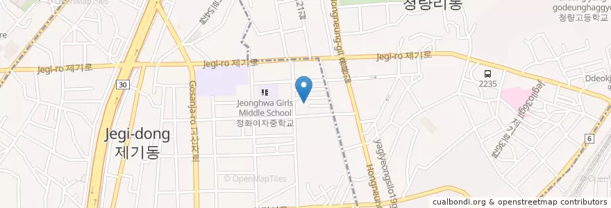 Mapa de ubicacion de 제기1동문고 en Korea Selatan, 서울, 동대문구, 청량리동, 청량리동.