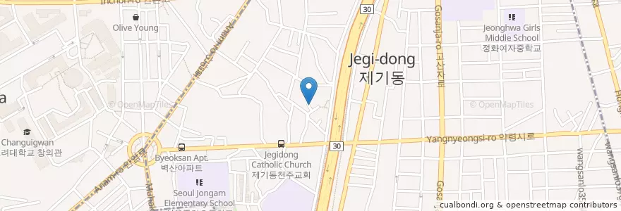 Mapa de ubicacion de 제기2동문고 en Corée Du Sud, Séoul, 동대문구, 제기동.