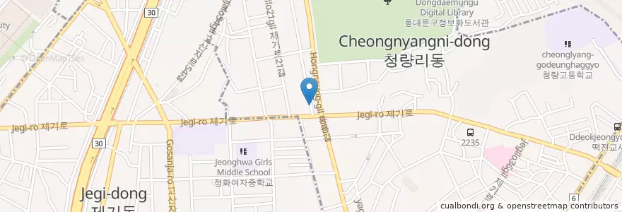Mapa de ubicacion de 청량리2동문고 en Республика Корея, Сеул, 동대문구, 청량리동, 청량리동.
