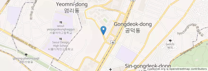 Mapa de ubicacion de 공덕2동문고 en 大韓民国, ソウル, 麻浦区, 阿峴洞.