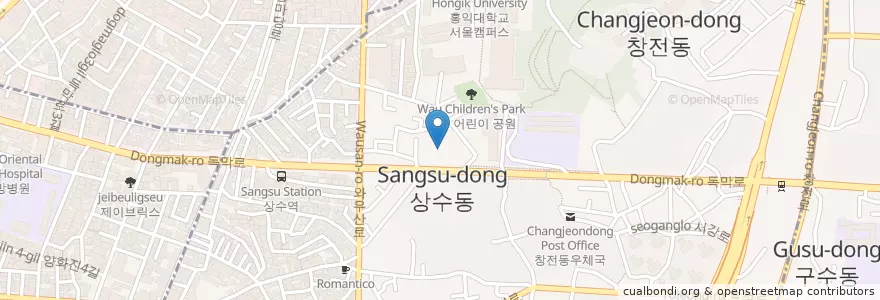 Mapa de ubicacion de 상수동문고 en Zuid-Korea, Seoel, 마포구, 서강동.