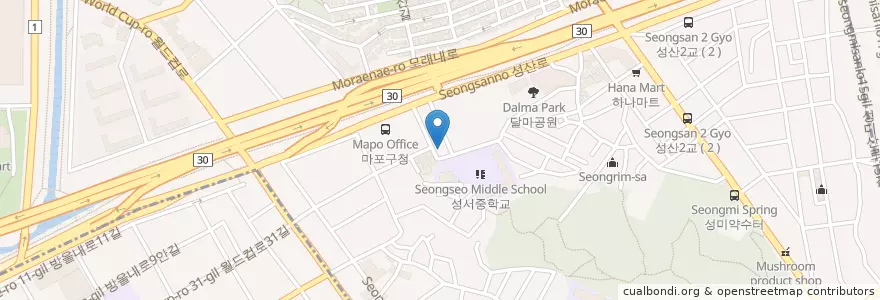 Mapa de ubicacion de Seongsan 1 Dong Library en South Korea, Seoul, Mapo-Gu, Seongsan 1(Il)-Dong, Seongsan 1(Il)-Dong.
