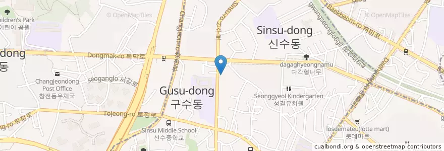 Mapa de ubicacion de Sinsudong Library en South Korea, Seoul, Mapo-Gu.
