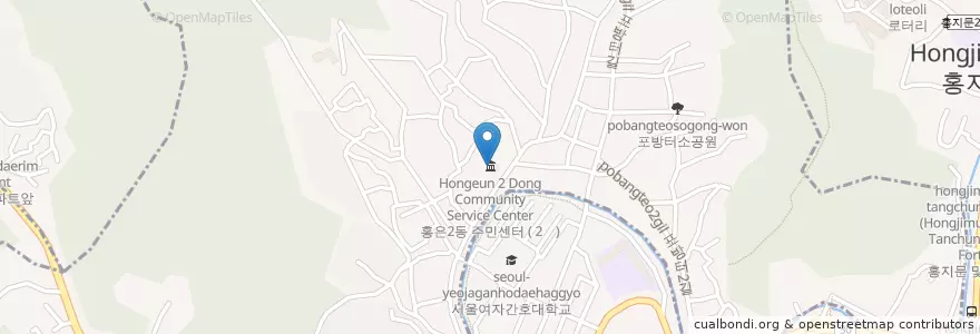 Mapa de ubicacion de 홍은2동문고 en 大韓民国, ソウル, 西大門区, 홍은동, 홍은1동.