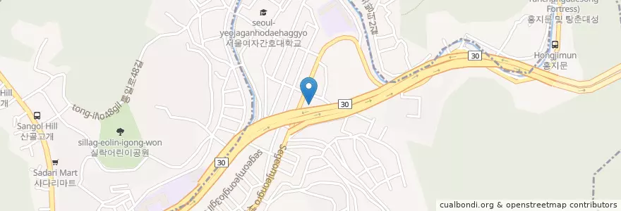 Mapa de ubicacion de 홍제3동문고 en كوريا الجنوبية, سول, 서대문구, 홍은동, 홍제3동.