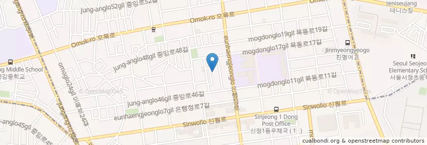 Mapa de ubicacion de 신정4동문고 en Güney Kore, Seul, 양천구, 신정4동.