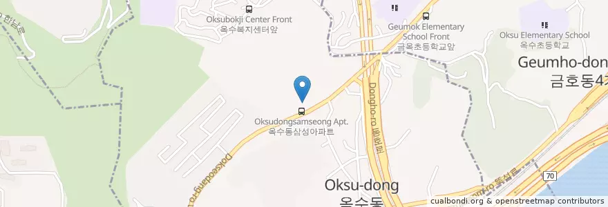 Mapa de ubicacion de 옥수 청소년 독서실문고 en 대한민국, 서울, 성동구, 옥수동.