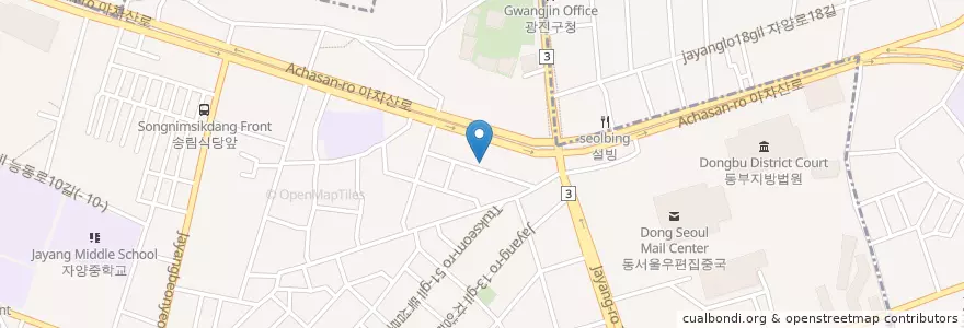 Mapa de ubicacion de 새빛문고 en 대한민국, 서울, 광진구, 자양1동.