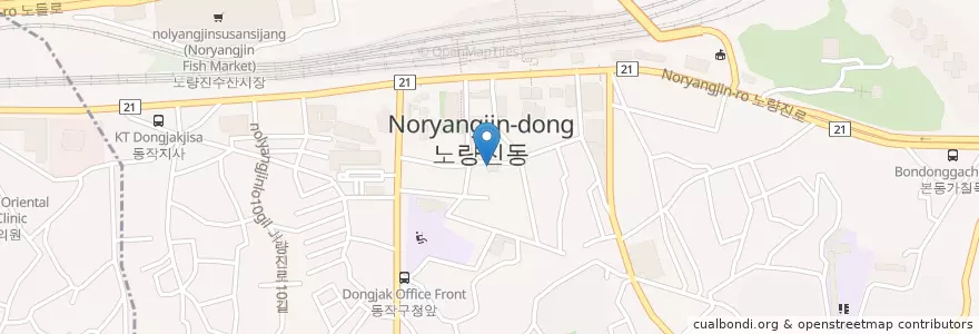 Mapa de ubicacion de 노량진1동주민자치센터문고 en كوريا الجنوبية, سول, 동작구, 노량진1동.