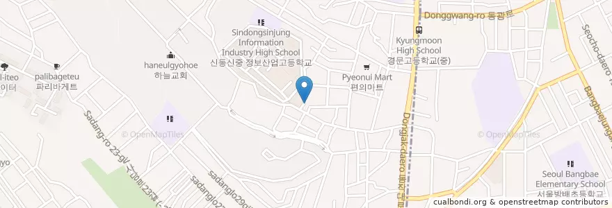 Mapa de ubicacion de 동작동주민자치센터문고 en Corée Du Sud, Séoul, 동작구, 사당2동.