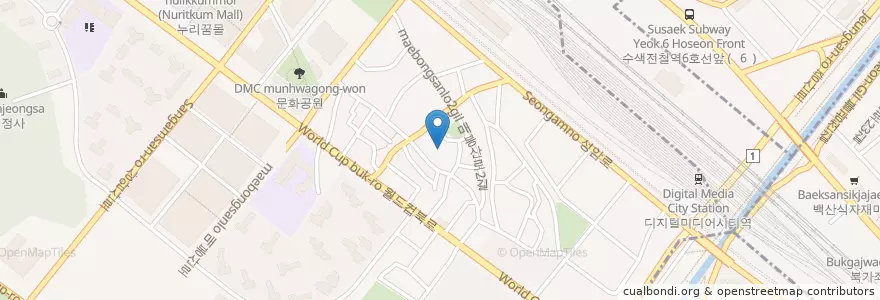 Mapa de ubicacion de 상암동문고 en 대한민국, 서울, 마포구, 상암동.