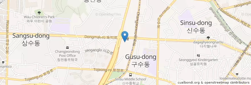 Mapa de ubicacion de 창전동문고 en Korea Selatan, 서울, 마포구.