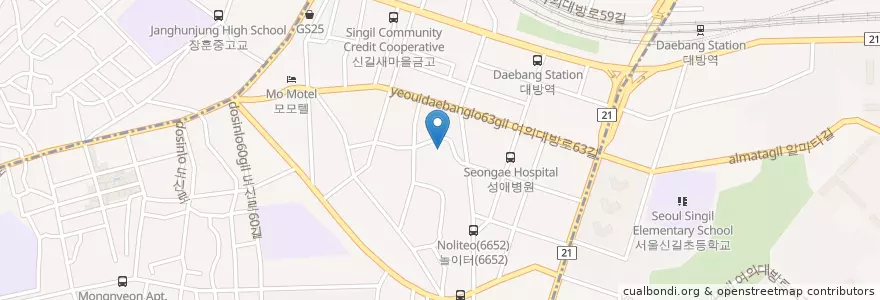 Mapa de ubicacion de 신길1동새마을문고 en 대한민국, 서울, 영등포구, 신길1동, 신길7동.