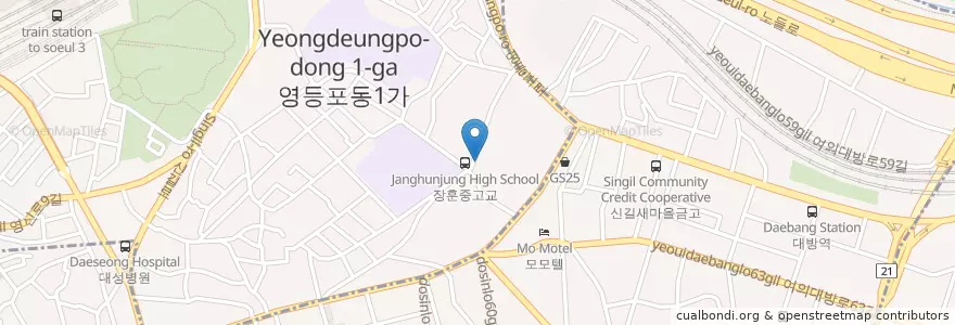 Mapa de ubicacion de 신길2동새마을문고 en 대한민국, 서울, 영등포구, 신길1동.