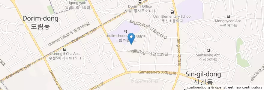 Mapa de ubicacion de Singil 3 Dongsae Village Library en South Korea, Seoul, Yeongdeungpo-Gu, Singil 3(Sam)-Dong.