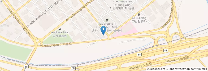 Mapa de ubicacion de 여의도동새마을문고 en 대한민국, 서울, 영등포구, 여의동.