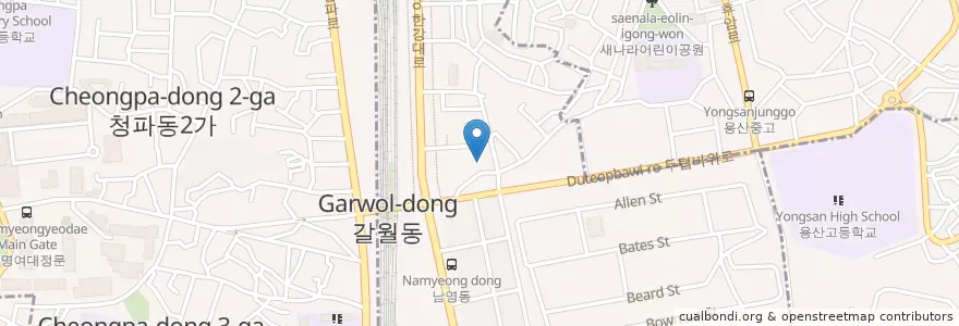 Mapa de ubicacion de 남영동새마을문고 en Corea Del Sud, Seul, 용산구.