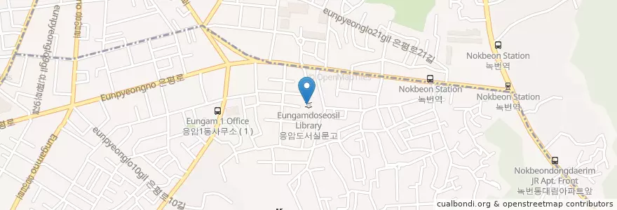 Mapa de ubicacion de Eungamdoseosil Library en South Korea, Seoul, Eunpyeong-Gu, Eungam 1(Il)-Dong.