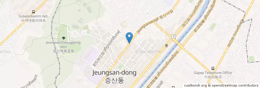 Mapa de ubicacion de 증산동성산주민문고 en 大韓民国, ソウル, 恩平区, 증산동.