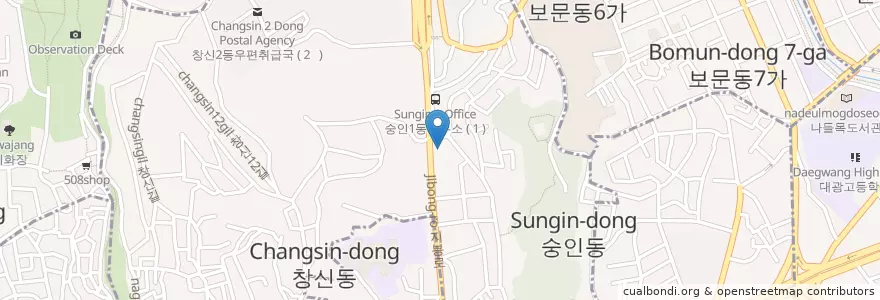 Mapa de ubicacion de 숭인1동문고 en کره جنوبی, سئول, 숭인1동.