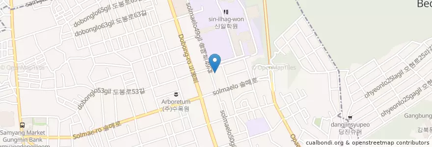 Mapa de ubicacion de 미아3동문고 en Korea Selatan, 서울, 강북구, 미아동.